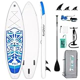 FunWater Aufblasbares Stand Up Paddle Board für Kinder Surfboard SUP Komplettes Paddleboard Zubehör Verstellbares Paddel, Pumpe, ISUP Reiserucksack, Leine, Wasserdichte Tasche, Paddleboard für Erwachs