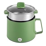 Hot Pot Elektrisch,Instant Nudeltopf,Mini elektrischer Kochtopf,doppelten Leistungseinstellung (300W/600W),Mit Dampfgestell,Für Stir,Steak,Pasta,Ramen