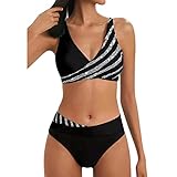 Damen Badeanzug Zweiteiliger Push-Up Bikini-Set Triangel Bikini Oberteil String Bkinihose Bademode Schwimmanzug Bauchweg Swimsuit