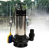 Schmutzwasserpumpe Tauchpumpe FäKalienpumpeedelstahl Schwimmer Edelstahl Baupumpe Schumutzwasser FäKalienpumpe Gusseisen Gartenpumpe Schmutzwassertauchpumpe Elektrische Schmutzwasser 1500W 220V