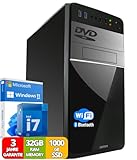 Intel i7 - Business Office Multimedia Computer mit 3 Jahre Garantie! | 32 GB RAM | 1000GB SSD | DVD ± RW | USB 3.0 | Windows 11 Prof. 64-Bit | WiFi 600 und Bluetooth 5