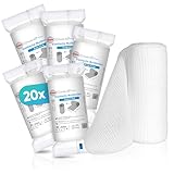Health Press® Mullbinden – Verbandsmaterial (6cm x 4m) 20 Rollen – Elastischer Binden Verband – Medizinprodukt – Dermatologisch getestete Fixierbinde – Bandage Ideal für Erste Hilfe & Wundversorgung