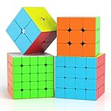 ROXENDA Zauberwürfel Set, Speed Cube Set von 2x2 3x3 4x4 5x5 Speedcube mit Geschenkbox für Kinder, Geeignet für Anfänger und Profis, Stickerless