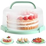 Ohuhu Kuchen Transportbox, Torten Transport Box mit Deckeln und Tragegriff, Tragbarer Tortentransportbox für 10 Zoll Kuchen, Tortenbox Rund für Kekse Nüsse, Tortenglocke Tolle Geschenke zum Muttertag