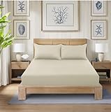 CHARKHAH Spannbettlaken aus Polycotton, für Einzel-, Doppel-, Kingsize- und Super-King-Size-Bett, Fadenzahl 200, knitterfrei, einfarbig, extra tief, Spannbettlaken mit elastischen Rändern (Mokka,