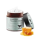 Beef Tallow Creme, Feuchtigkeitscreme Gesicht mit Honig & Rindertalg, Anti Aging Tallow Creme für Gesicht & Körper, Rindertalg Creme Glättet die Haut & Stärkt die Hautbarriere, Schnell Absorbierend
