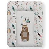 Kikido Wickelauflage 50x70 cm - Teddy - Baby Wickelauflagen Wasserfest, Abwaschbar und Pflegeleicht - Wickelunterlage Weich Tragbare, Leicht zu Reinigen - Universal-Wickelauflage 70x50
