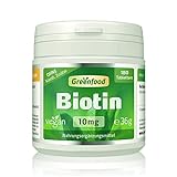 Greenfood - Biotin (Vitamin B7) - 10 mg - Hochdosiert - 180 vegane Kapseln - Das Beauty-Vitamin für schöne Haut und kräftige Haare - Ohne künstliche Zusätze und ohne Gentechnik