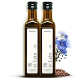 Bio Leinöl + Omega 3 – 250 ml, kaltgepresst, rohkost, milder Geschmack, enthält ungesättigten Fettsäuren, Dosierer ohne kleckern (250 ml (2er Pack), 250, milliliter)