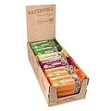 HAFERVOLL Organic Mixbox, 4 Flapjack-Sorten, 18 x 60g Bio-Müsliriegel, Bio-zertifiziert, Cacoa Nib & Hazelnut, Berry & Cashew, Chia & Pistachio, Banana & Brazil Nut