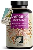 L-Arginin 360 Kapseln vegan - mit 6000 mg L-Arginin aus pflanzlicher Fermentation (davon 6000mg reines L-Arginin) je Tagesdosis - Ohne Zusätze - laborgeprüft mit Zertifikat - 100% vegan