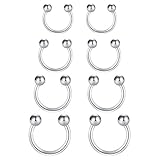 Funseedrr Hufeisen Nasenpiercing Lippenpiercing Septum Ring Set Chirurgenstahl 1,2mm Nase Lippe Ohrring Piercing Schmuck(6-12mm Durchmesser)