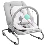 LAPOOH Babywippe Hellgrau Stahl, Baby Wippe, Baby Bouncer, Kinderwippe, Baby Schaukel, Bouncer Baby 10253