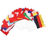 24 Länder Doppelseitige Stoff Olympia Deko Handgehaltene Flaggen, 2025 Flagge Klein für Olympische Spiele Deko, 24 Länder Olympische Fahne Klein für Haus Garten Bar Restaurant Party Deko