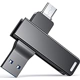 USB C Stick 256GB USB 3.0 Speicherstick Uflatek Metal Schwarz Typ C Dual Flash Laufwerk 2-in-1 Memory Stick Rotate Flash Drive for Android,Tablet,Laptop,PC,Type-C Handy