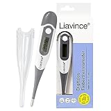 Liavince Digitales Fieberthermometer mit Fieberalarm, Wasserdicht, Oral, Rektal, Achselhöhle, Genaue und schnelle Messung für Babys, Kinder und Erwachsene, Flexible Spitze