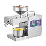 Automatische Ölpresse Maschine mit Intelligenter Temperaturregelung Ölgewinnung bis zu 55% Muttern Samen Pressmaschine Kaltheißpresse Alle Edelstahl Home820W