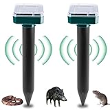 2 Stück Solar Maulwurfabwehr, Ultrasonic Solar Maulwurfschreck, Maulwurfbekämpfung, Wühlmausschreck, Mole Repellent, Schädlingsbekämpfung mit IP65 für Den Garten
