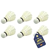 BEST SPORTING Turnier Federball Set I 6 Federbälle aus echten Federn I Badminton Set bestehend aus 6 Bällen I Turnier Badminton Bälle mit verstärktem Kork-Kopf I Badminton-Zubehör