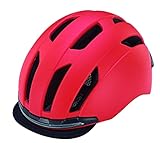 Prophete Fahrradhelm für Damen und Herren, 360° Sichtbarkeit, LED-Licht vorne/hinten, Farbe rot, Größe 58-61 cm