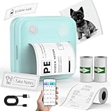 Verbesserter Bluetooth Etikettendrucker – Portabler Mini Thermo Stickerdrucker mit 300DPI tintenloser Technologie, unterstützt 14 unterschiedliche Etikettenformate, Ideal für Haushalt Büro Schule zur