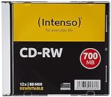 Intenso 2801622 CD-RW Rohlinge 700 MB, RW 12x Speed kratzfest Cover-Card 10er Pack Slim Case