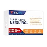 VIKpro Kaneka Ubiquinol Coenzyme Q10 100 mg 60 Capsules Hochwertiges Q10 aus Pflanzlicher Fermentation Q10 Kapseln Hochdosiert nur 1 Kapsel mit je Tagesdosis Laborgeprüft mit Zertifikat