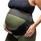 BABYGO® Bauchgurt Bauchband Schwangerschaft | Schwangerschaftsgürtel Stützgürtel bauchstütze beckengurt | inklusive Übungsbuch - Yoga für Schwangere XL Schwarz