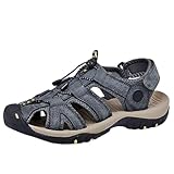 Rivccku Wanderschuhe Herren Outdoorsandalen Sommer Trekkingsandalen Leder Strand Wandersandale Laufschuhe Lässige Sneaker Sportsandalen