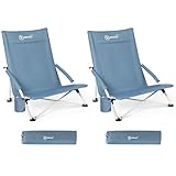 Homecall Strandstuhl Klappbar Leicht klappstuhl Strand Campingstuhl Niedrig Mit Bequeme Rückenlehne, Gepolsterte Armlehnen - strandsessel strandstühle faltbar Bis 120KG für Strand, Garten (2 er)