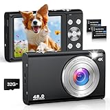 4K Digitalkamera 48MP Autofokus Kamera Fotokamera 32GB Karte, 16X Digitalzoom, 2,8' LCD Bildschirm, Kompaktkamera Fotoapparat mit 2 Akkus für Anfänger