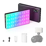 SMALLRIG Led Videoleuchte RGB, 5000mAh Fotolicht mit OLED-Bildschirm, Cold Shoe Mount und Diffusor, 1500Lux@0.3m 2500K-8500K Ganzmetallkamera-Dauerlicht mit 12 Lichteffekte, RM120-3808