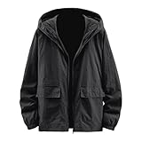 Duohropke Regenjacke Herren Leichte Atmungsaktiv Softshelljacke Einfarbig Übergangsjacke Wanderjacke Sommerjacke Dünne Hoodie UPF 50+ Sonnenschutz Laufshirt Windbreaker Wasserdicht Fahrradjacke