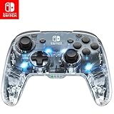 Afterglow LED drahtlos Deluxe Gaming Controller - Lizenziert durch Nintendo für Switch and OLED - RGB Hue Color Lights - See through Gamepad Controller - Paddle Buttons