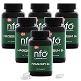 NFO MAGNESIUM B6 – 6er-Pack [6x120=720 Tabletten] Magnesium Komplex hochdosiert mit Magnesiumcitrat, Vitamin B6 & Zink – Für das Nervensystem, die Hormonaktivität & psychische Funktion – Aus Norwegen