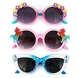 Hifot 3 Stück Einhorn Sonnenbrille für Mädchen, Kunststoffrahmen Rund Schnee Katzenauge Polarisiert Brille, Rave Party Dress up brille für Kinder Alter 3-10