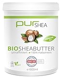 purSHEA-Bio Sheabutter 1000ml-Unraffiniert Kaltgepresst - 100% Naturbelassen Ohne Zusätze Vegan Parfümfrei- Reine Bio-Sheabutter aus Ghana -Shea Butter- Premium Qualität (A+) (unraffiniert)