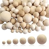 TOAOB 100 Stücke Holzkugeln Ohne Loch 10mm bis 30mm Runde Natürliche Lose Spacer Perlen Unlackiert Naturholz Holzperlen Bastelperlen für DIY Schmuck Herstellung zum Basteln