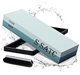 SATC Schleifstein 2-IN-1 Wetzstein 400/1000 Grits Messer Schärfen Abziehstein Knife Sharpener Messerschärfer Inklusive Schärfsteinhalter und Geführtem Winkel