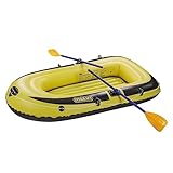 DEMA Schlauchboot Paddelboot Ruderboot Boot mit 2 Paddel + Luftpumpe für 2 Personen BZW. bis 150 kg gelb/grau