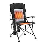 Meulbaty 200KG Belastbar Klappbar Beheizte Faltstuhl/Campingstuhl/Gartenstühle mit Dual Heizzonen, Leicht Tragbar Outdoor Faltbar Sessel Stuhl mit Getränkehalter, 3 Temperaturstufen Einstellbar