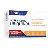 VIKpro Kaneka Ubiquinol Coenzyme Q10 100 mg 30 Capsules Hochwertiges Q10 aus Pflanzlicher Fermentation Q10 Kapseln Hochdosiert nur 1 Kapsel mit je Tagesdosis Laborgeprüft mit Zertifikat
