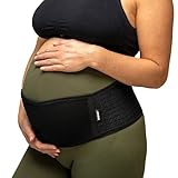BABYGO® Bauchband Schwangerschaft | Bauchgürtel und Rückenstütze für Schwangerschaft | Schwangerschaftsgürtel, Stützgürtel, bauchstütze, beckengurt | (Schwarz, One Size - (36-46)