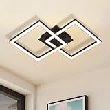 Homefire Deckenlampe LED Deckenleuchte Küche: 24W Küchenlampe Schwarz Wohnzimmerlampe Modern Design Flurlampe Warmweiß Flur Schlafzimmerlampe Eckig Deckenbeleuchtung für Wohnzimmer Schlafzimmer