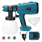 TALOEYH - Kabelloser Farbsprüher kompatibel mit Bosch 18 V Akku, bürstenlose HVLP Handheld Elektrische Farbspritzpistole mit 4 Düsen, 3 Sprühmethoden für Zäune, Terrassenwände, Möbel (keine Batterie)