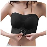 Damen Gepolstert Bandeau Bügel Trägerlos Große Größen T-Shirt-BH Bandeau Trägerloser BH ohne Bügel Bralette BH Nahtlose Tube Top BH Weiche Trägerlos Damen Bralette BH Dehnbar Nahtloses (Black, XXXL)