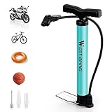 LINGHUANG Fahrradpumpe alle Ventile, Luftpumpe Fahrrad 8.3 Bar / 120 PSI, Fahrradluftpumpe für Französische Ventile und Adapter, Standluftpumpe Fahrrad für Motorrad, E Bike, Auto & Sportartikel