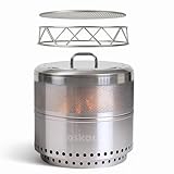 Oskar Feuerschale Edelstahl Ø50 cm | Feuerschalen für den Garten mit Grillrost | Komplett-Set mit Grillerhöhung, Grillnetz, Standfuß & Deckel | Feuertonne für Terrasse & Outdoor
