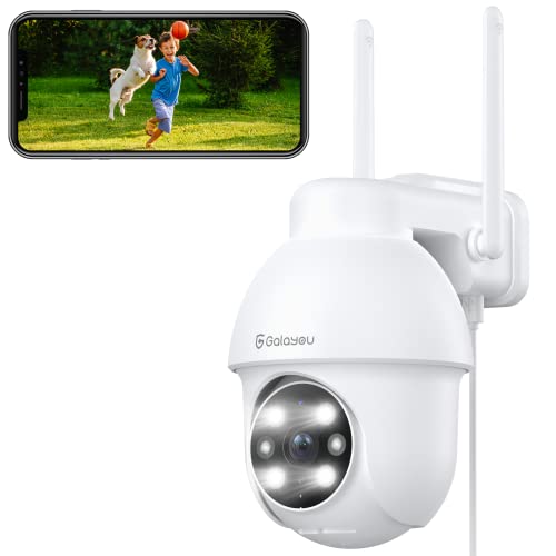 2K Überwachungskamera Aussen,GALAYOU PTZ Outdoor WLAN IP Kamera überwachung außen, WiFi Dome Camera mit Farbiger Nachsicht, Zwei-Wege-Audio Y4