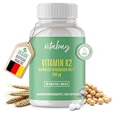 Vitabay Vitamin K2 hochdosiert 200 µg (mcg) - VEGAN 90 Vitamin K2 Tabletten MK7 MK-7 - Vitamin K2 MK7 200µg - Vit K2 Vitamin K 2 Vitamin K2 200µg All-Trans Form K2 Vitamin Vitamin-K2 Mk7 Vitamin K2